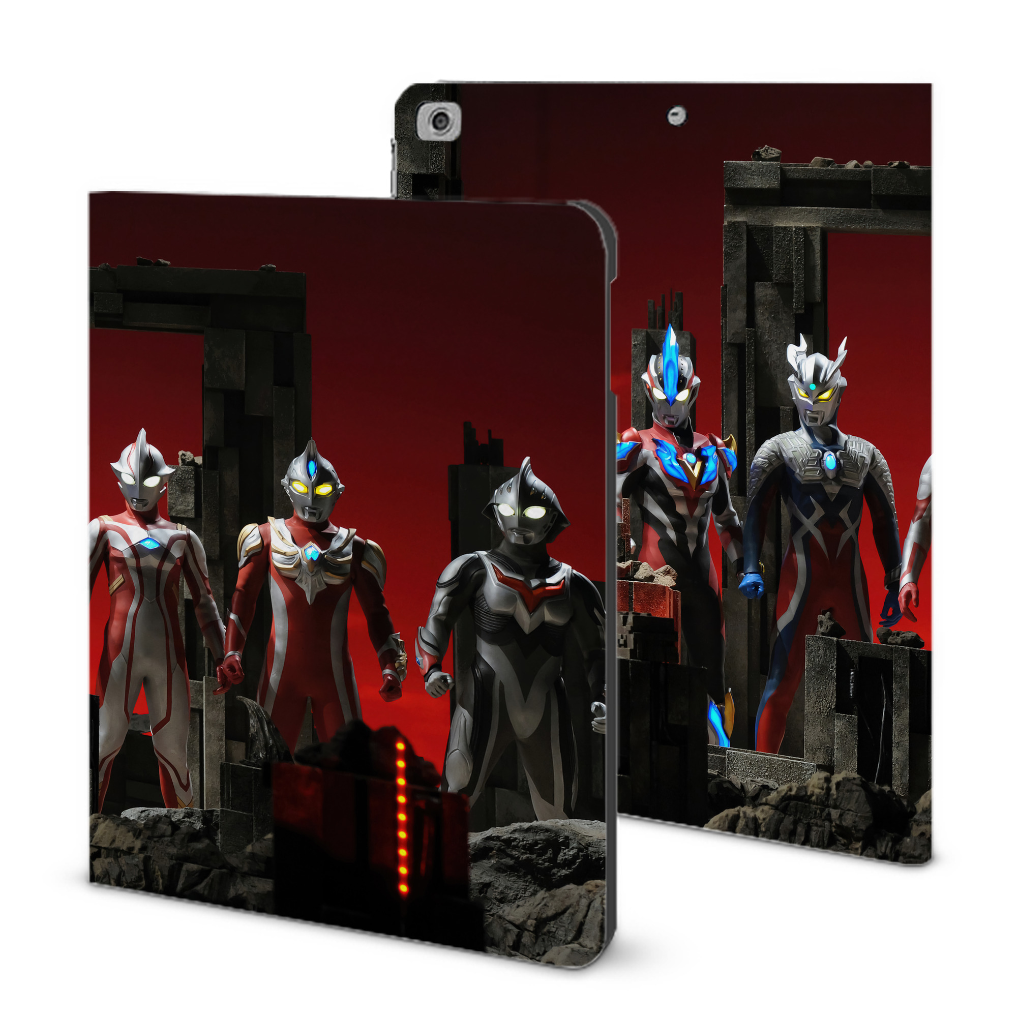 （画像用） ウルトラマン Ultraman IPad ケース ブック型 PUレザー TPU 耐衝撃 軽量 薄型 ペン収納なし 全面保護 IPad 各モデル対応